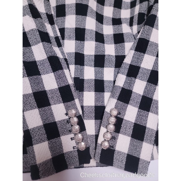 Veronica Beard size 2 Gingham Double Breasted Bexley Blazer Black White  Buttons - Picture 11 of 13